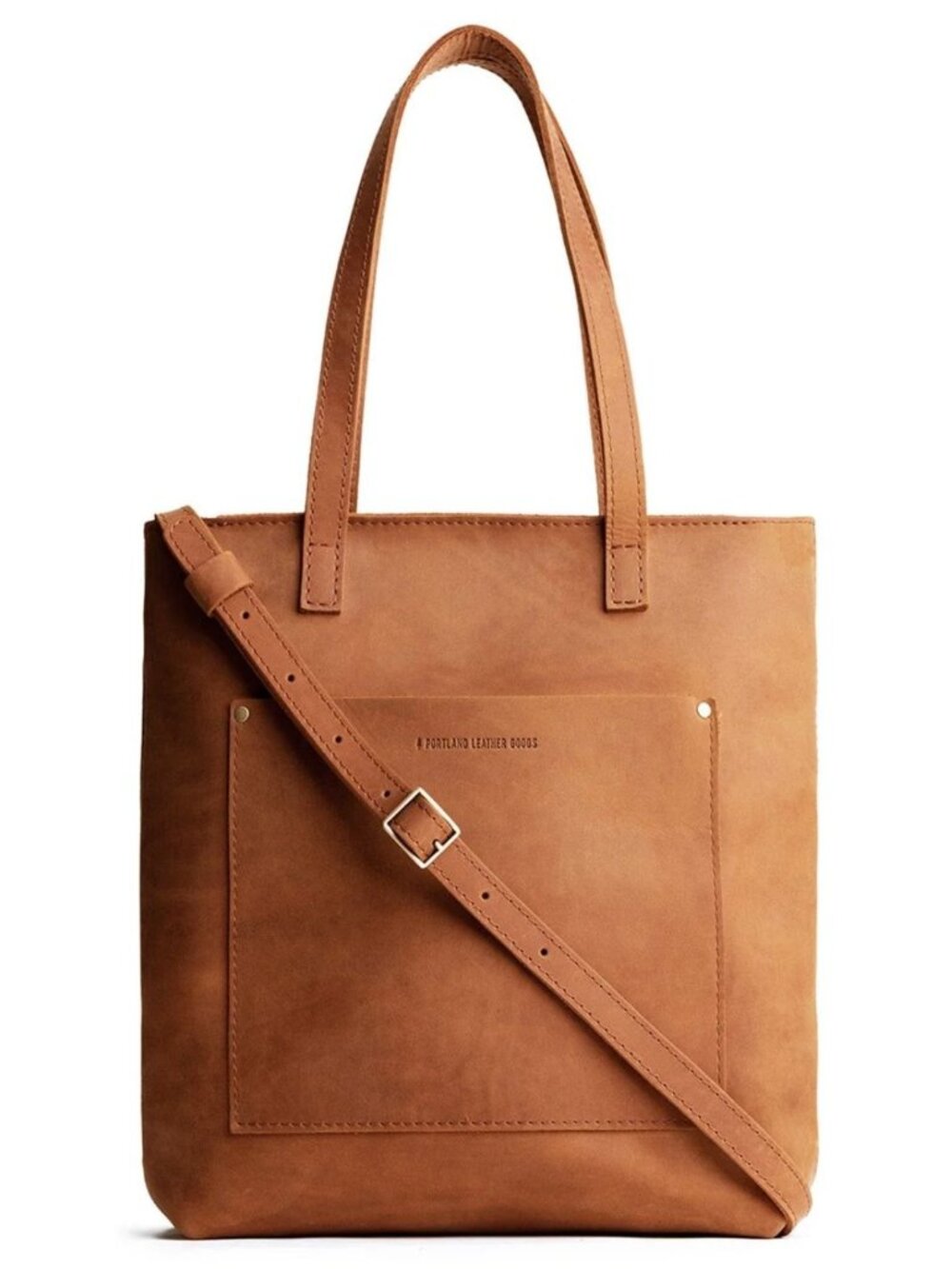 Portland Leather Goods Medium Crossbody Tote Dakota Brown Leather Zipper